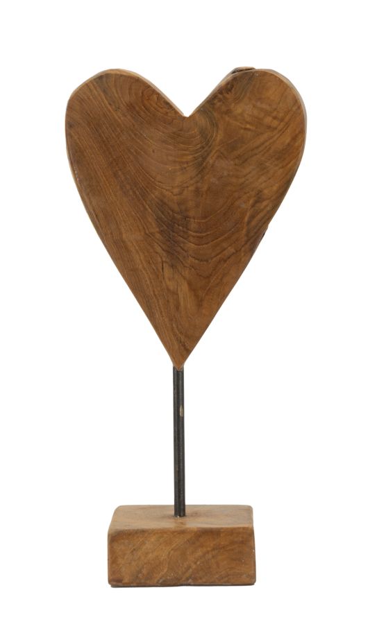 HEART SCULPTURE TEAK CM 15X10X35