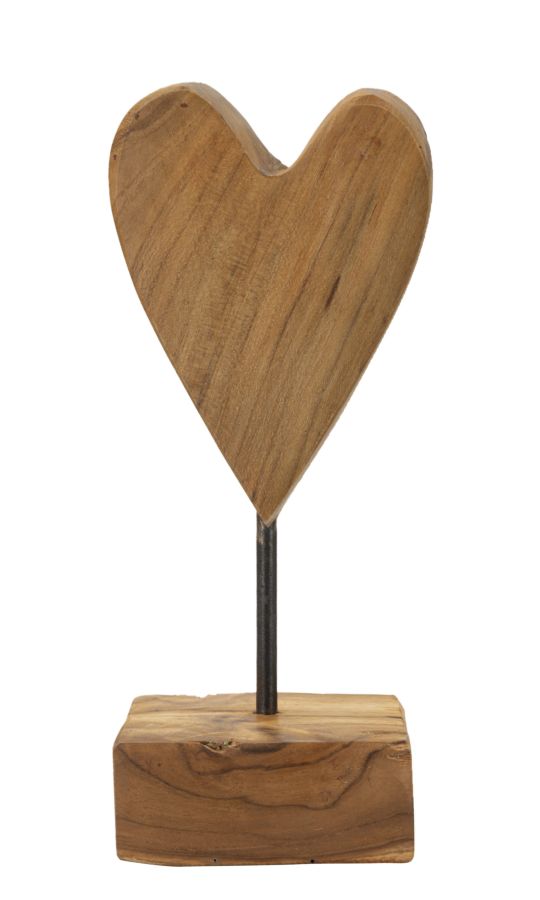 HEART SCULPTURE TEAK CM 10X10X25