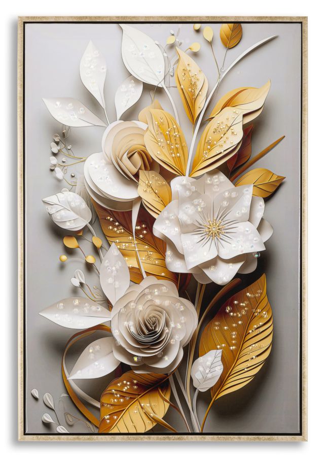 LAQUARED WALL PANTING WITH FRAME FLORA M 42X3,5X62