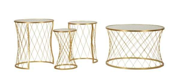 TABLE NOAH GOLD SET 4 PCS CM Ø 70X45-47X54,5-36x50-28x45