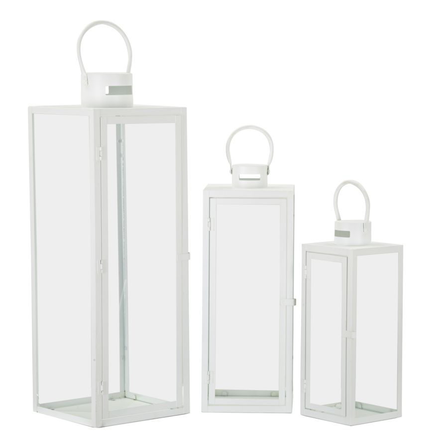LANTERN WHITE SET 3 PCS CM 22X22X66-18X18X49,5-14X14X39