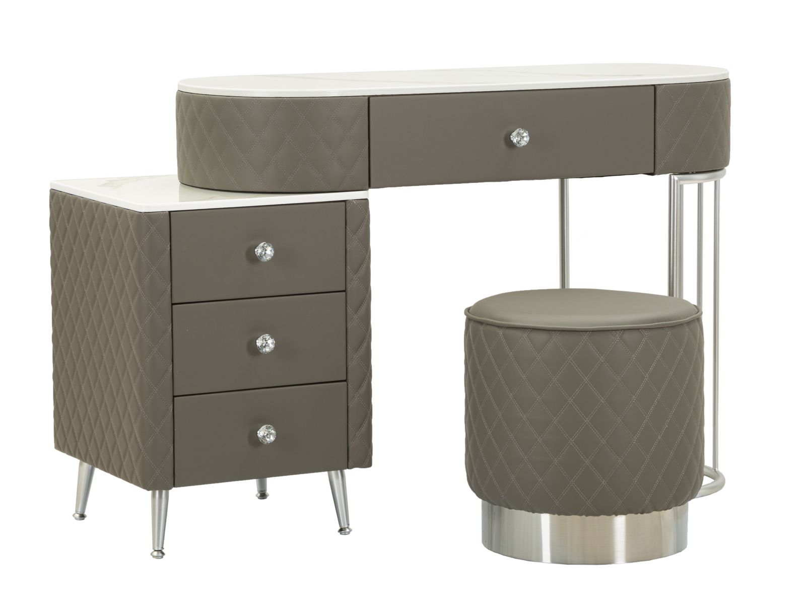 BED DESK SHARON GREY WITH STOOL SILVER LEGS CM 120X40X75 (STOOL SIZE Ø36X39)