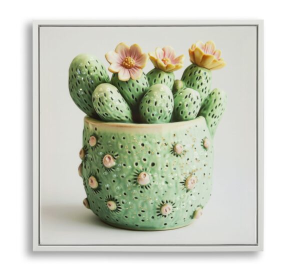 LACQUERED CANVAS PRINT WITH FRAME CACTUS JAR -H- CM 40X2,8X40
