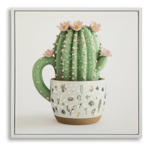 LACQUERED CANVAS PRINT WITH FRAME CACTUS JAR -B- CM 40X2,8X40