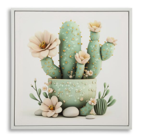 LACQUERED CANVAS PRINT WITH FRAME CACTUS JAR -D- CM 40X2,8X40