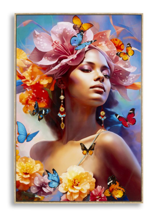 PAINTED ON CANVAS LACQUERED MARTY WITH FRAME -B- CM 62X4X92