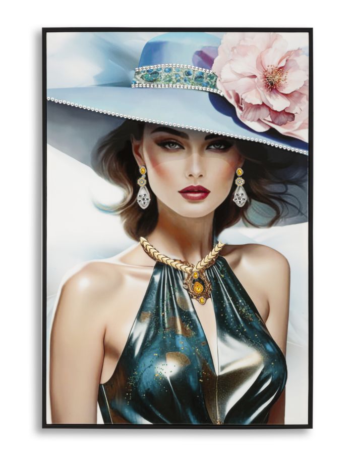 PAINTING ON CANVAS LACQUERED PAM WITH FRAME -A- CM 62X4X92