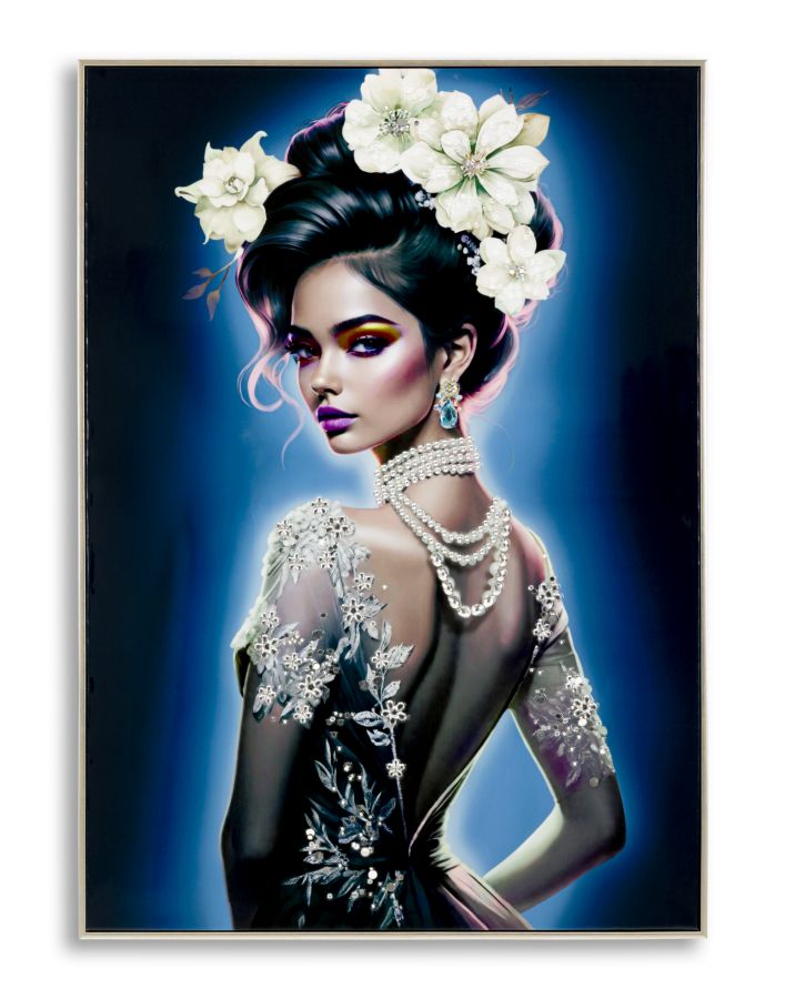 PAINTING ON CANVAS LACQUERED ISABEL WITH FRAME -B- CM 72X4X102