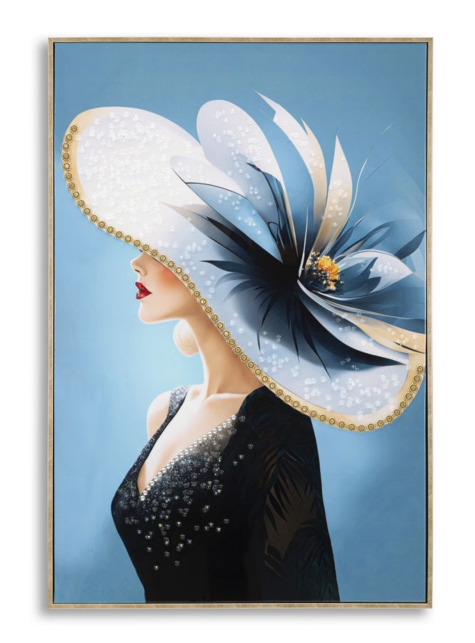 PAINTING ON CANVAS LACQUERED COLOUR WITH FRAME -B- CM 62X4X92