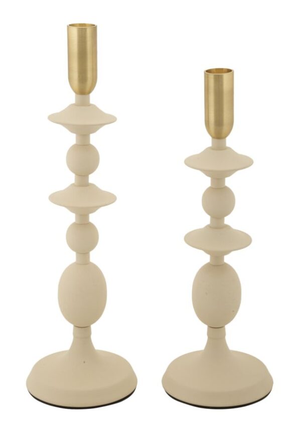CANDLE HOLDER GEMINI CREAM SET 2 PCS CM Ø10X29-10X33