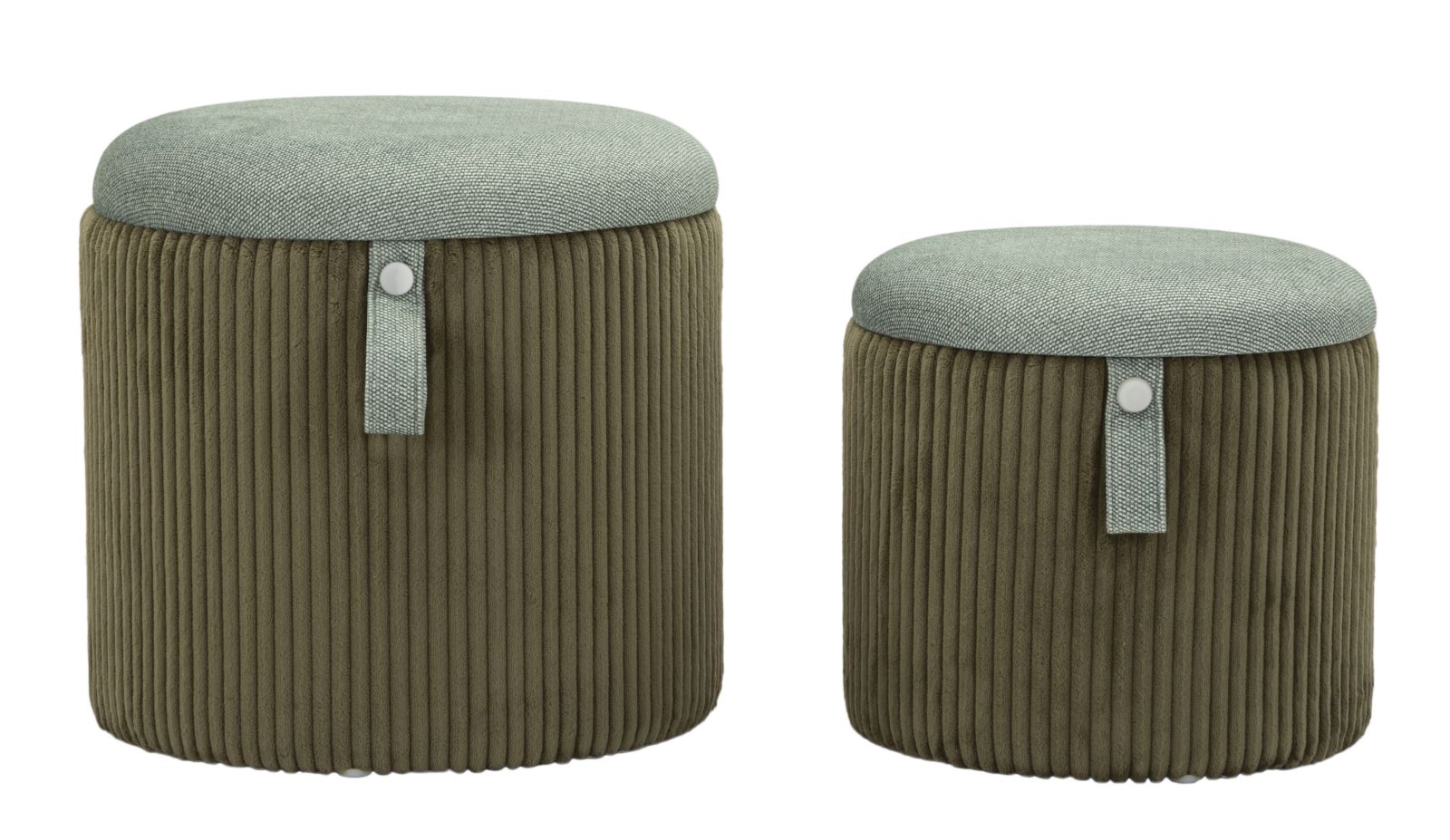 PUFF WITH STORAGE BOLZANO GREEN SET 2 PCS CM Ø 38X38-32X28