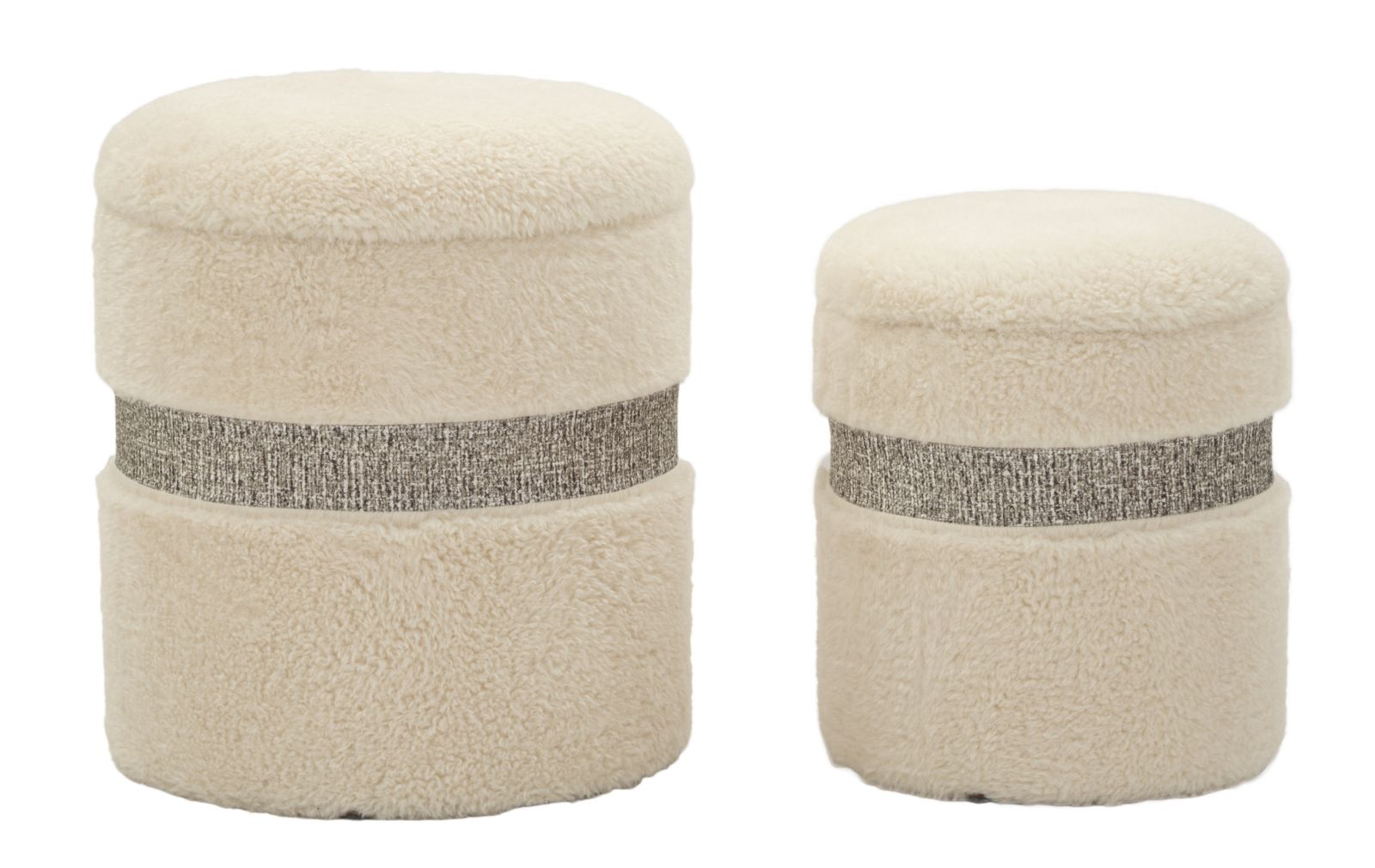 PUFF WITH STORAGE SAINT-MORITZ CREAM SET 2 PCS CM Ø 40X47-32X38