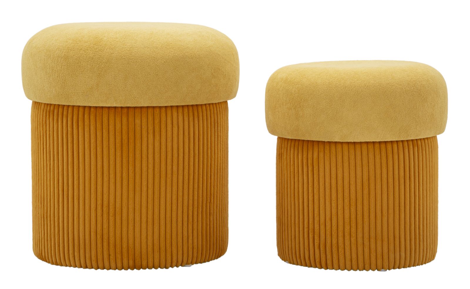 PUFF WITH STORAGE ASPEN MUSTARD SET 2 PCS CM Ø 42X44-35X37