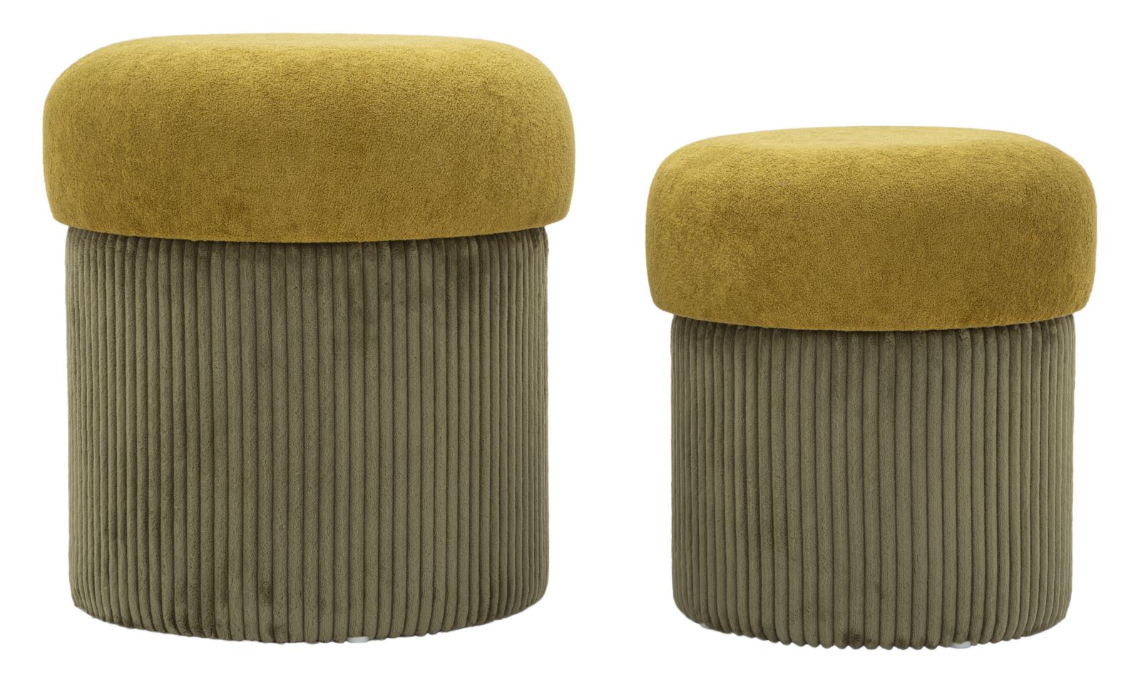 PUFF WITH STORAGE ASPEN GREEN SET 2 PCS CM Ø 42X44-35X37