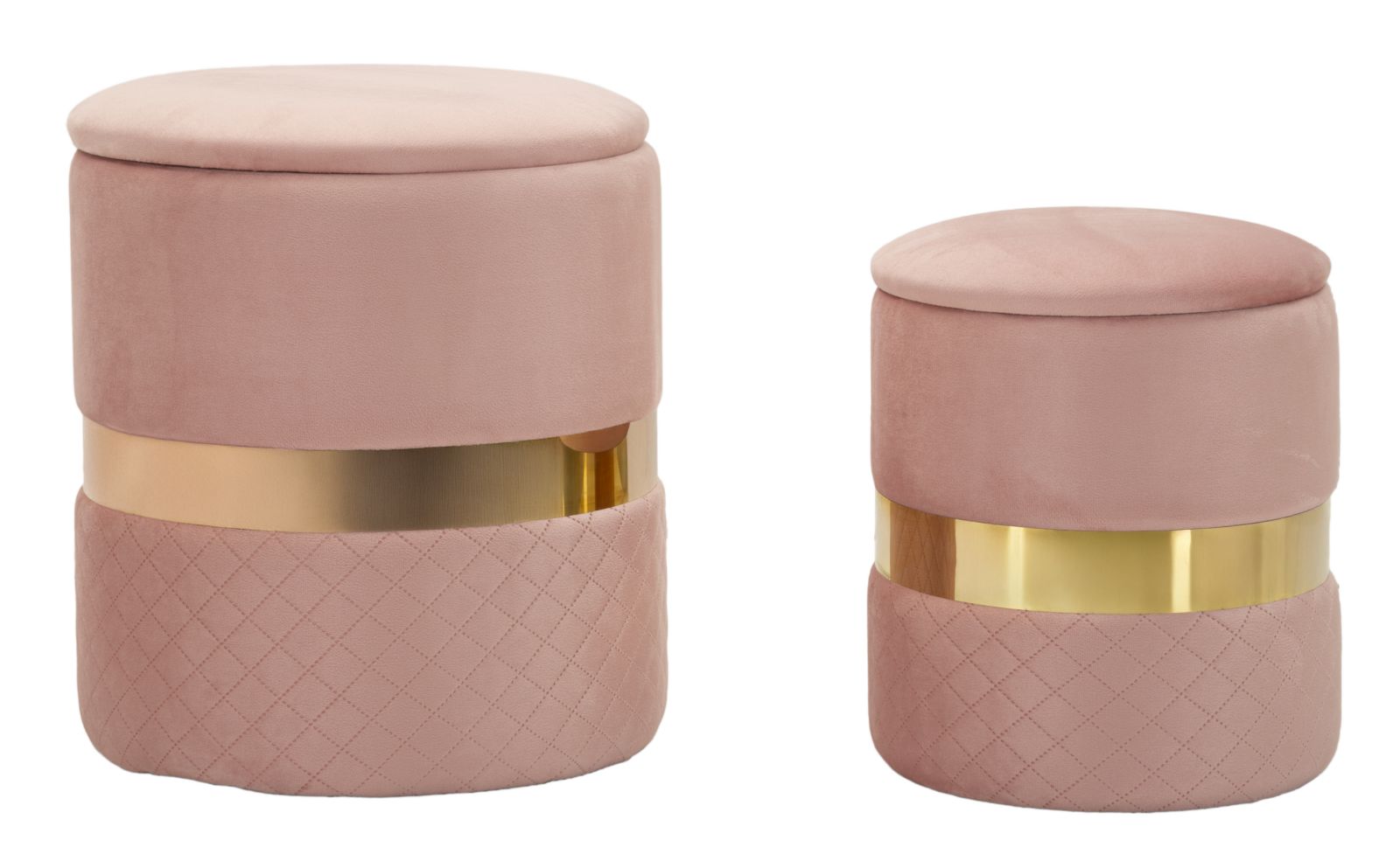 PUFF WITH STORAGE SHEFFILD PINK SET 2 PCS CM Ø 37X42-28X35