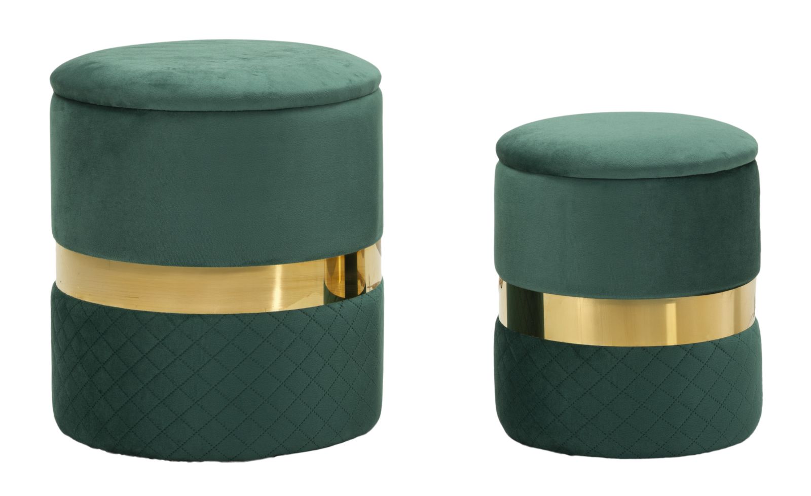 PUFF WITH STORAGE SHEFFILD GREEN SET 2 PCS CM Ø 37X42-28X35