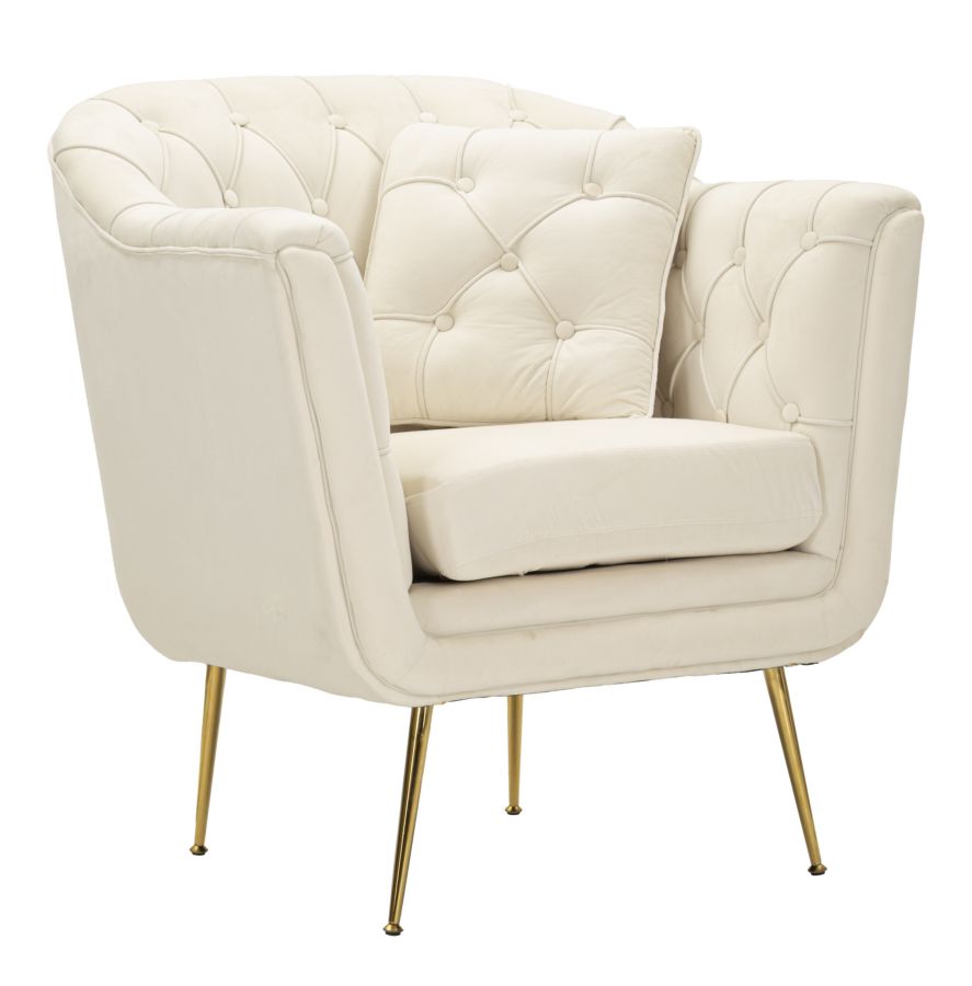 BUDAPEST ARMCHAIR CREAM WITH CUSHION CM 88X83X91