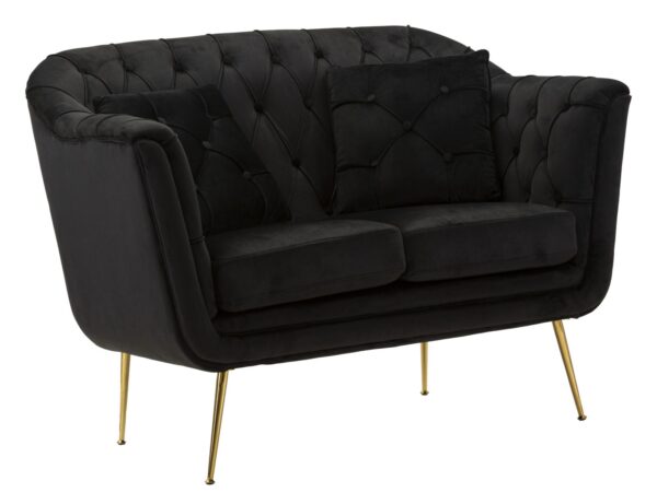 BUDAPEST SOFA' 2 SEATS BLACK WITH CUSHIONS CM 130X83X91
