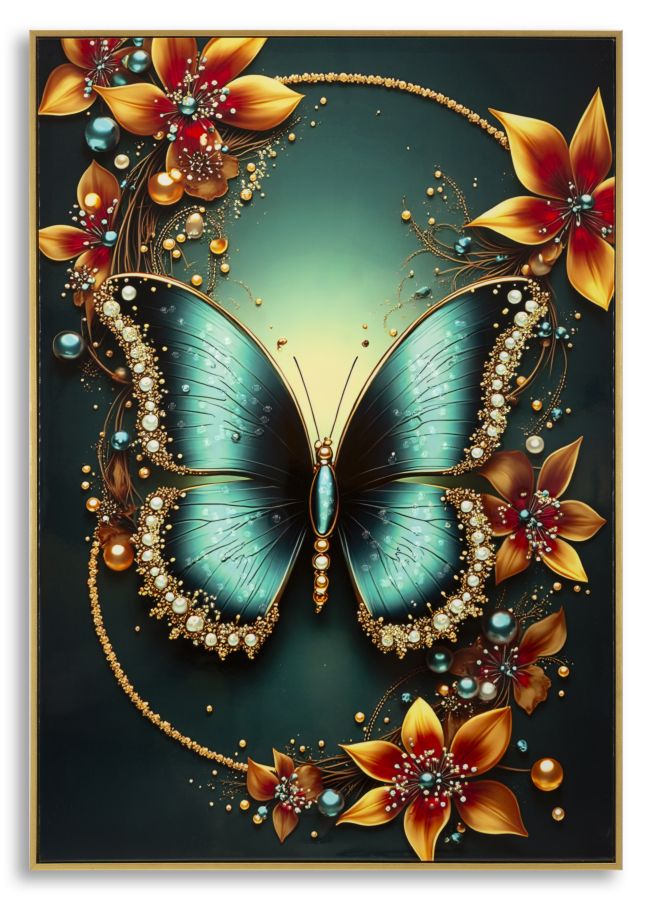 PRINTING ON CANVAS BUTTERFLY LAQUARED WITH FRAME-A- CM 70X4X100