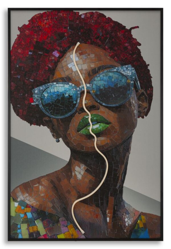 PRINTING ON CANVAS WITH LED AFRO CM 60X3,5X90 (3D ACRILIC APPLICATION)