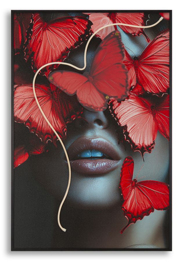 PRINTING ON CANVAS WITH LED BUTTERFLIES CM 60X3,5X90 (3D ACRILIC APPLICATION)