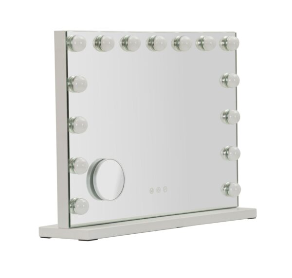 LED FLOOR MIRROR HOLLYWOOD CM 55X14X43 (SMALL ROUND MIRROR SIZE CM Ø 9) (3 COLOR LIGHT)