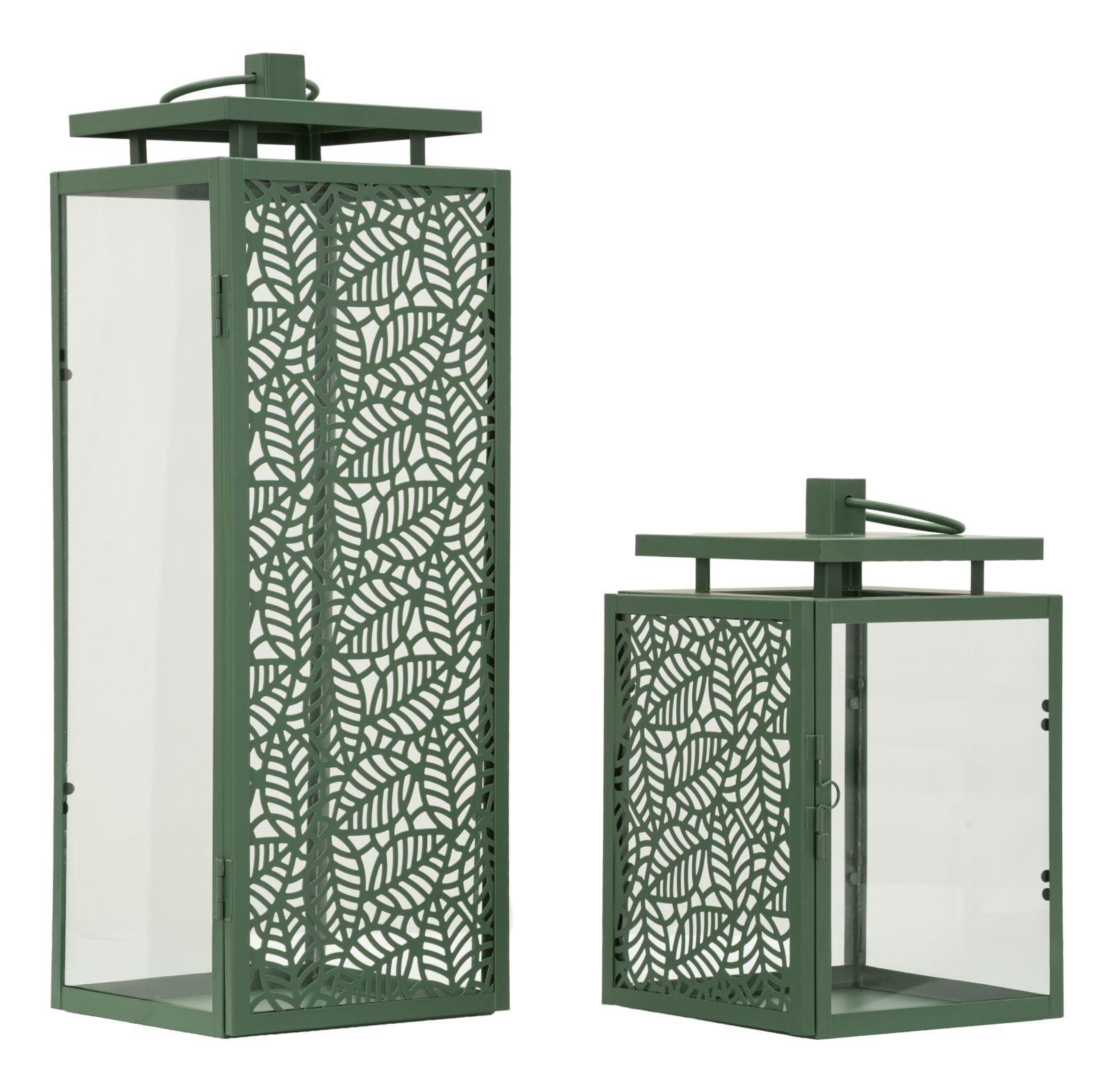 HALL LANTERN SET 2 PCS CM 15X14,5X41,5-15X14,5X24 (TEMPERED GLASS)