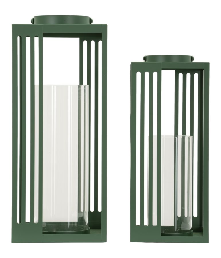 LINEE LANTERN SET 2 PCS CM 18,3X18,3X43,5-15X15X36,5 (TEMPERED GLASS)