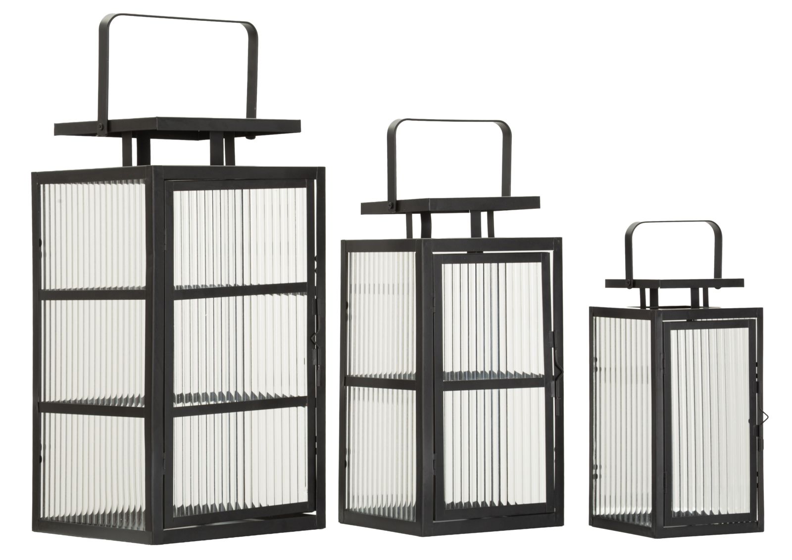 ANDROMEDA LANTERN SET 3 PCS CM 25,5X25X50-X20,5X20X40-15,3X15X29,5 (TEMPERED GLASS)