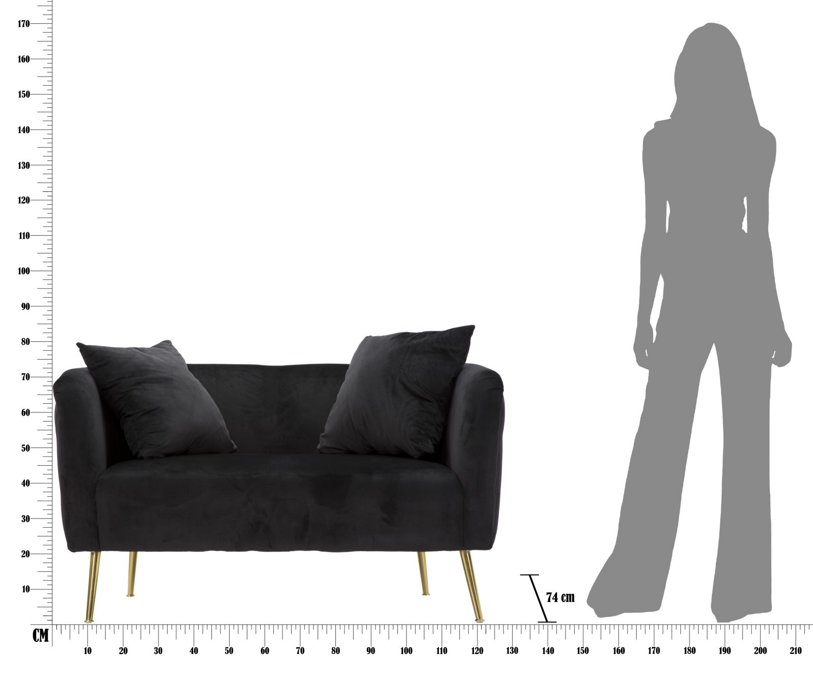SOFA BUCAREST BLACK CM 127X74X71 - slika 11