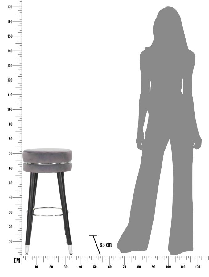BAR STOOL PARIS GRIGIO/SILVER CM Ø 35X74 - slika 8