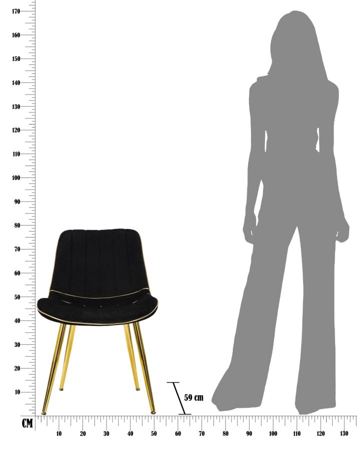 CHAIR PARIS NERA/GOLD SET 2 PCS CM 51X59X79 - slika 10