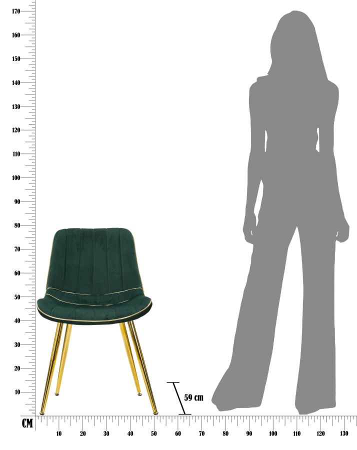 CHAIR PARIS VERDE/GOLD SET 2 PCS CM 51X59X79 - slika 9
