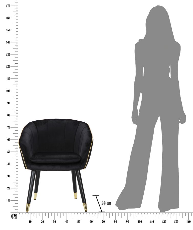 ARMCHAIR PARIS NERA/GOLD CM 62X58X78 - slika 9