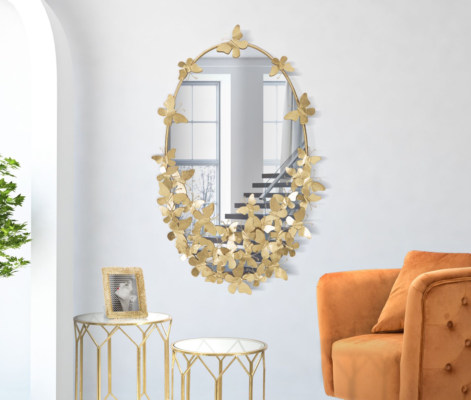 WALL MIRROR OVAL BUTTERFLY CM 59X3X89,5 (MIRROR CM 46X78) - slika 5
