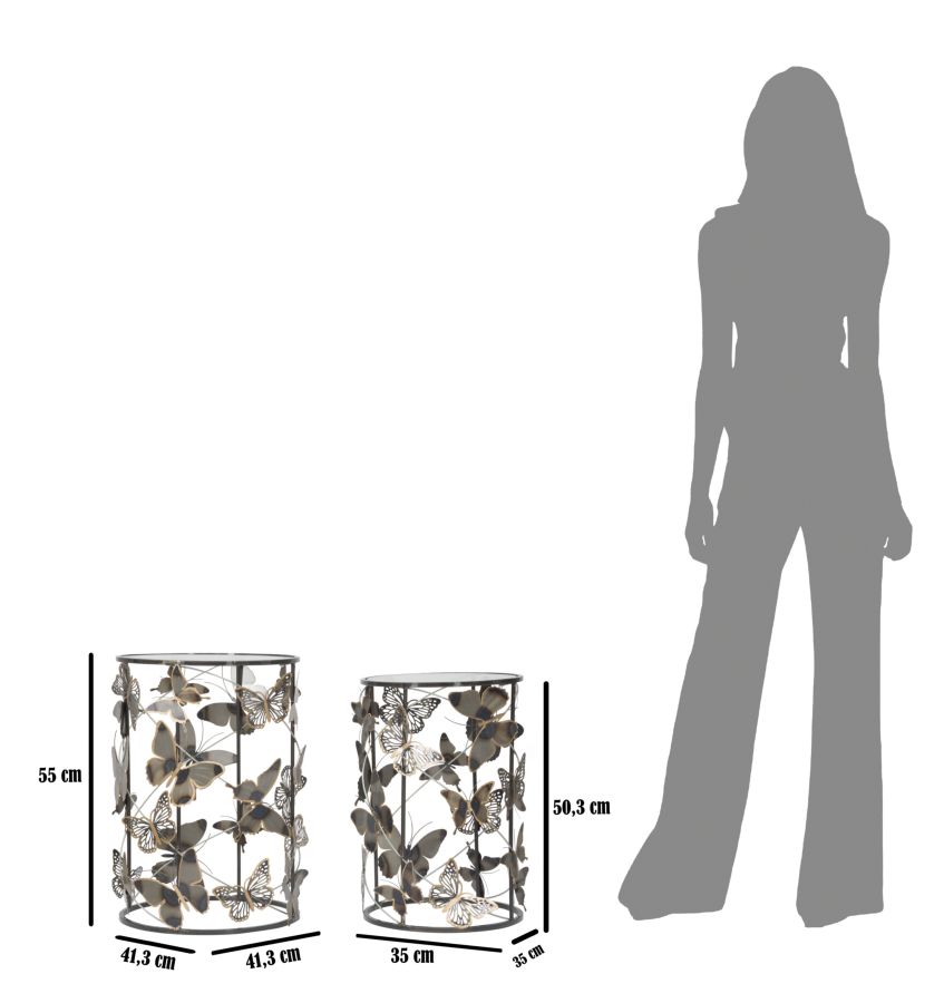 TABLE FARFALLE SET 2PCS CM 41,3X55-35X50,3 - slika 7