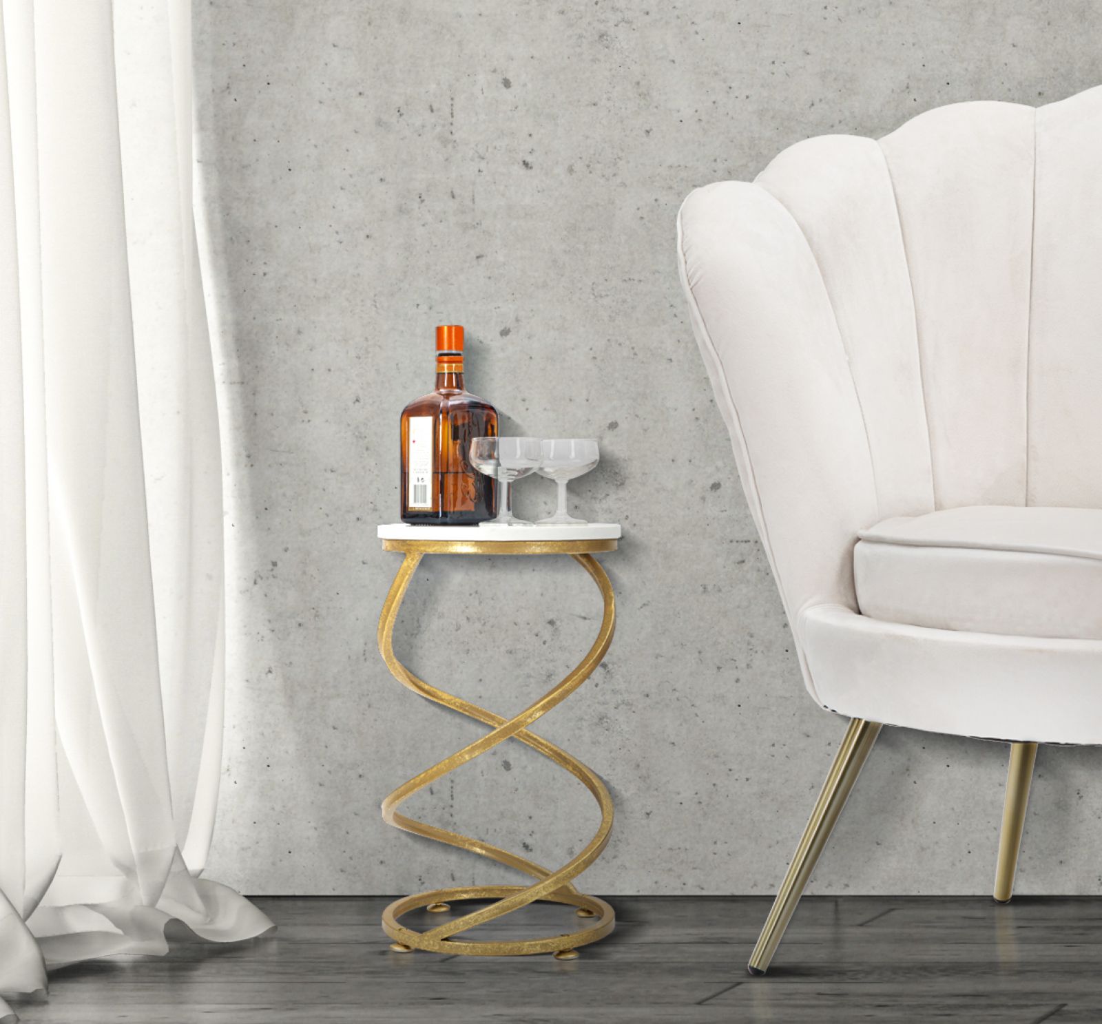 END TABLE SPIRAL MARBLE CM Ø 27,5X47,5 - slika 5