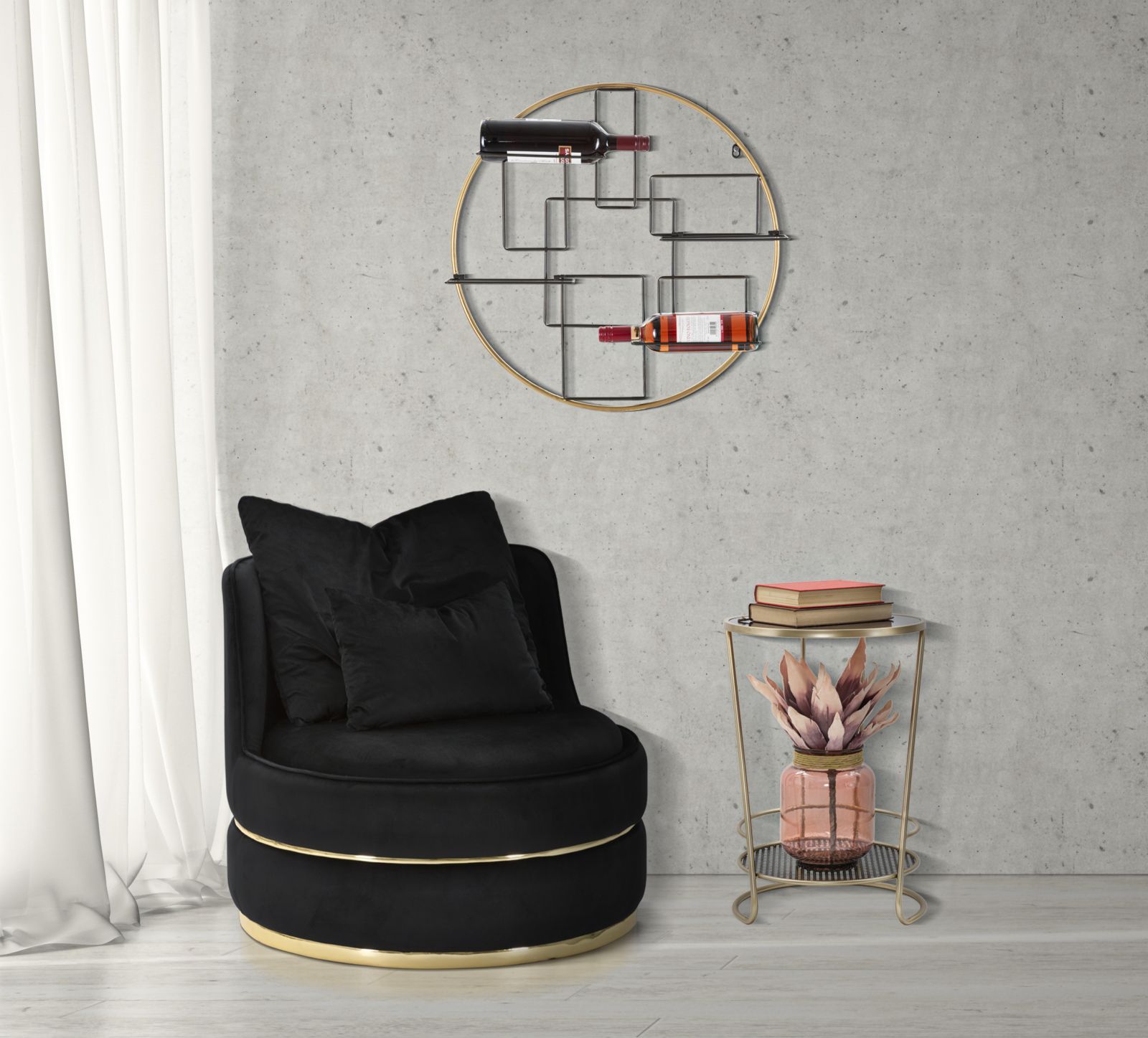 ARMCHAIR PARIS SPACE NERO/GOLD CM Ø 84X72 - slika 9