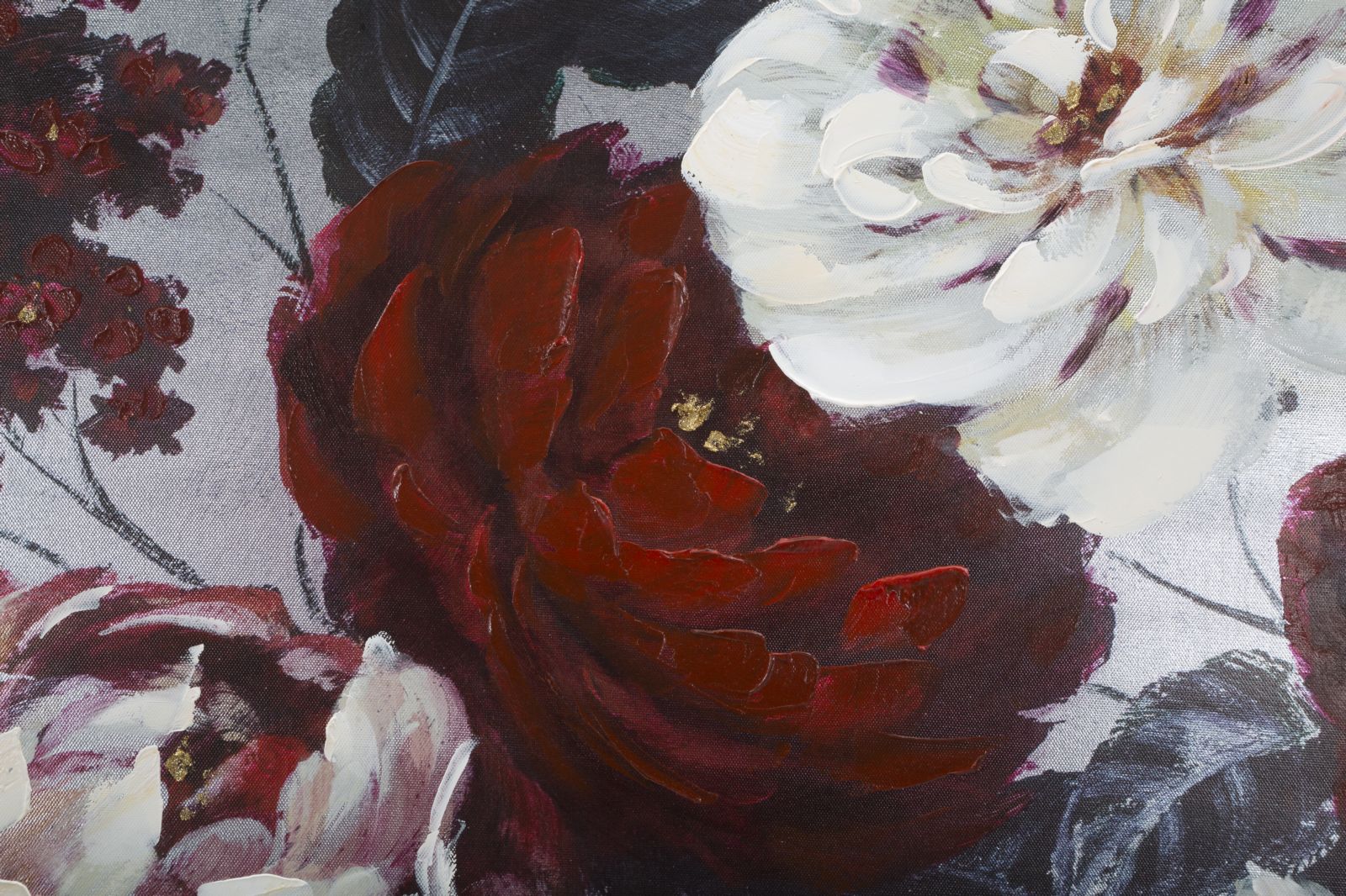 HANDMADE WALL PAINTING WHITE/RED FLOWER DARKBACK CM
120X3,7X60 - slika 3