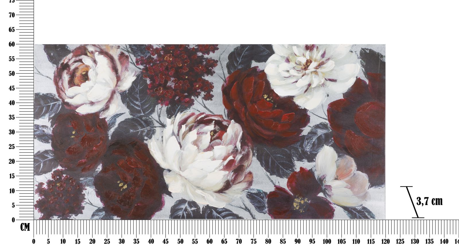 HANDMADE WALL PAINTING WHITE/RED FLOWER DARKBACK CM
120X3,7X60 - slika 6