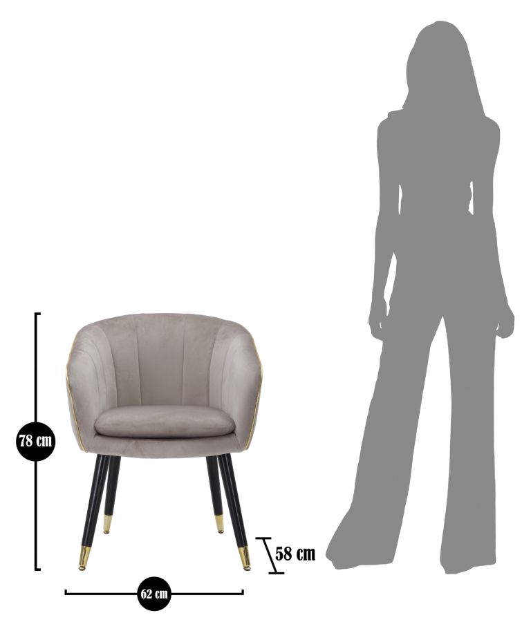 PARMCHAIR PARIS GRIGIA/GOLD CM 62X58X78 - slika 10