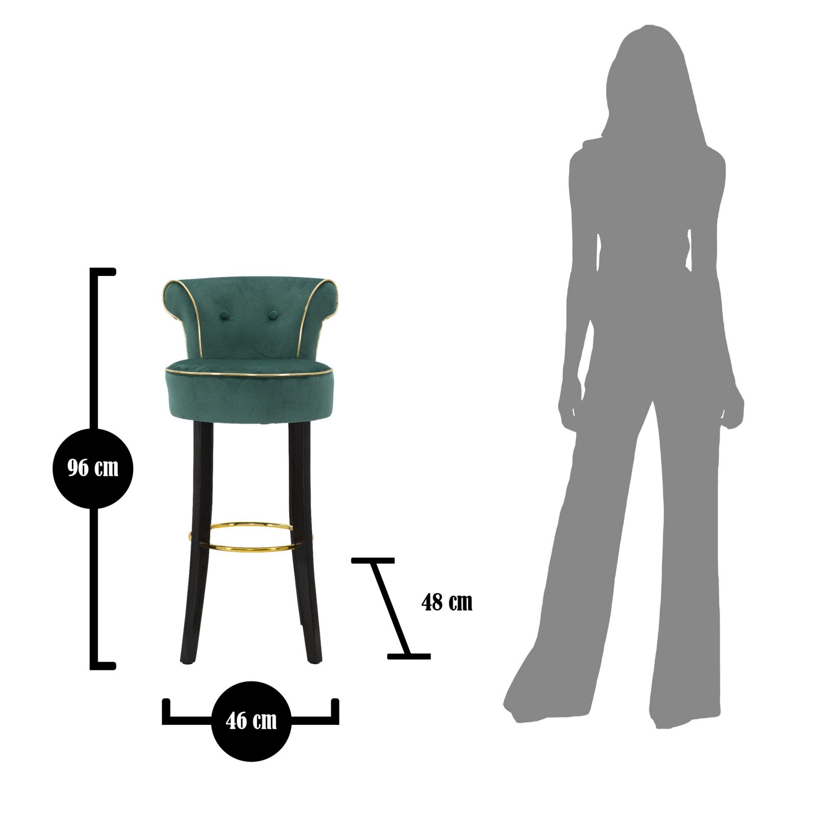 BAR STOOL LUXY CREAM CM 46X48X96 - slika 10