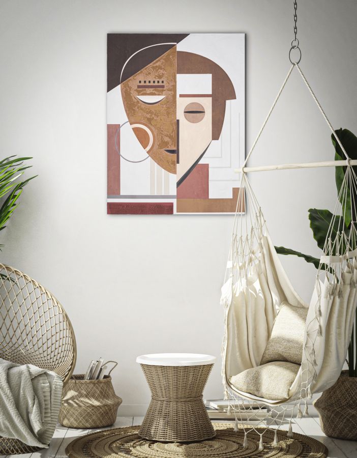 HANDMADE WALL PAINTING ETHNIC FACE CM 60X2,7X80 - slika 5
