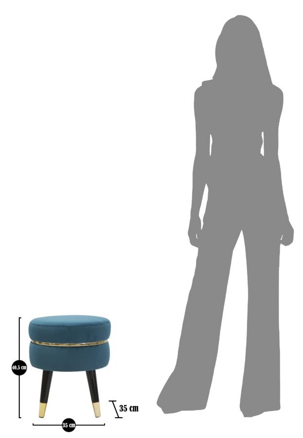 STOOL PARIS TEAL/GOLD CM Ø 35X40,5 - slika 7