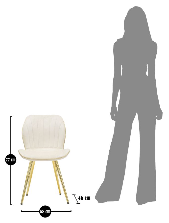 PARIS CHAIR SPACE CREAM/GOLD SET 2 PZ CM 46X58X77 - slika 9