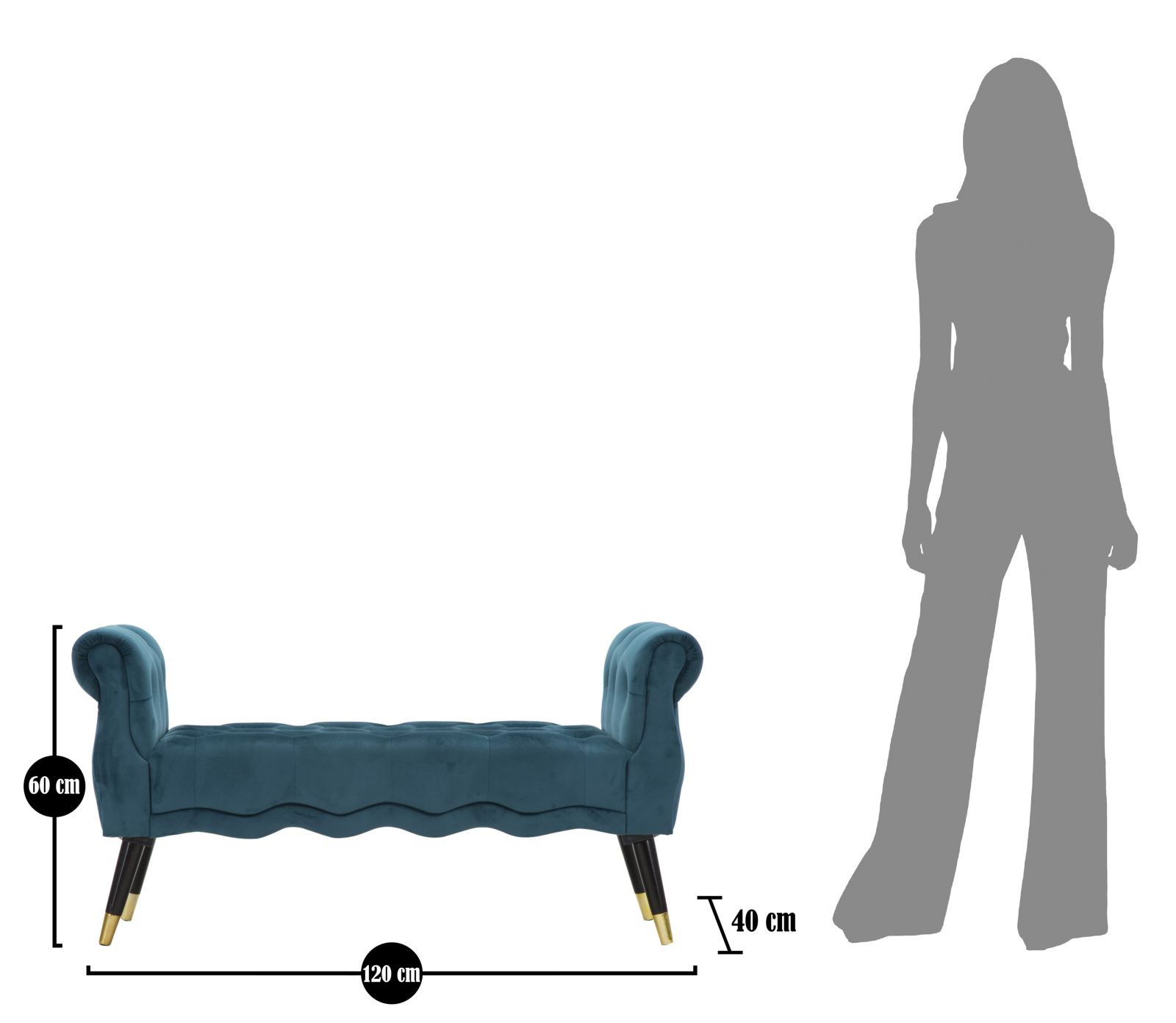 BENCH PARIS TEAL/GOLD CM 120X40X60 - slika 9