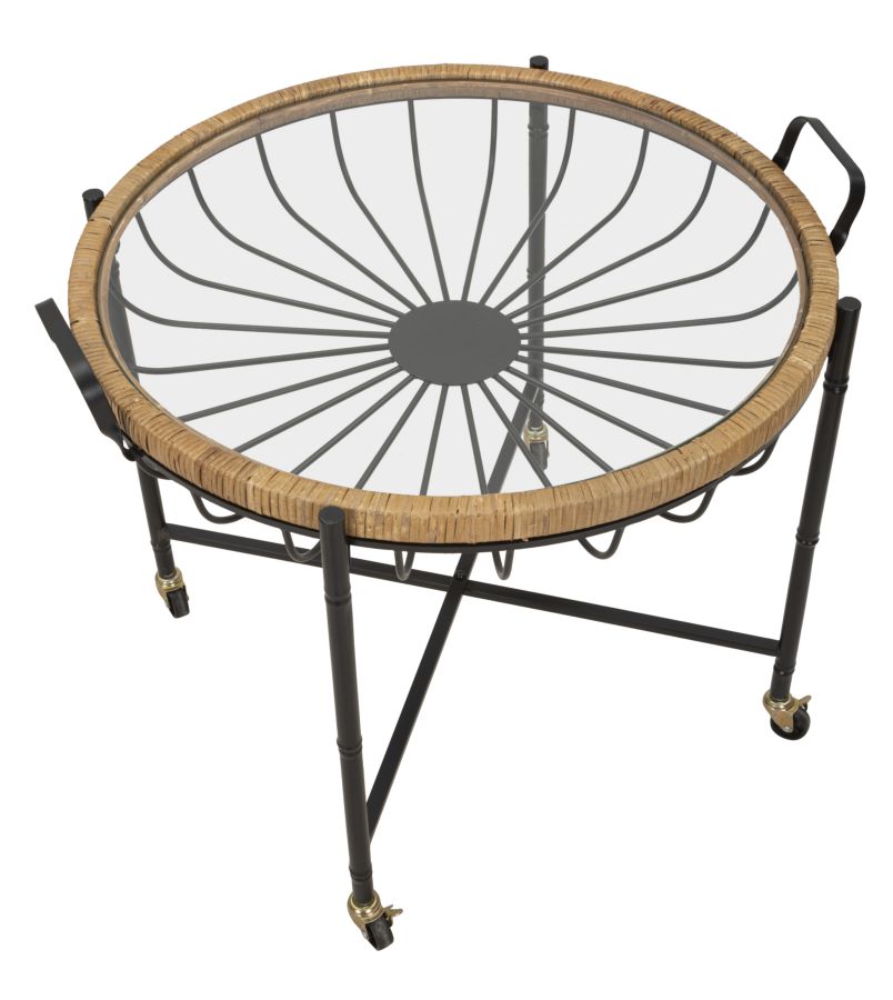 COFFEE TABLE CEBU WITH GLASS AND WELLS CM 70,5X65X57 - slika 3