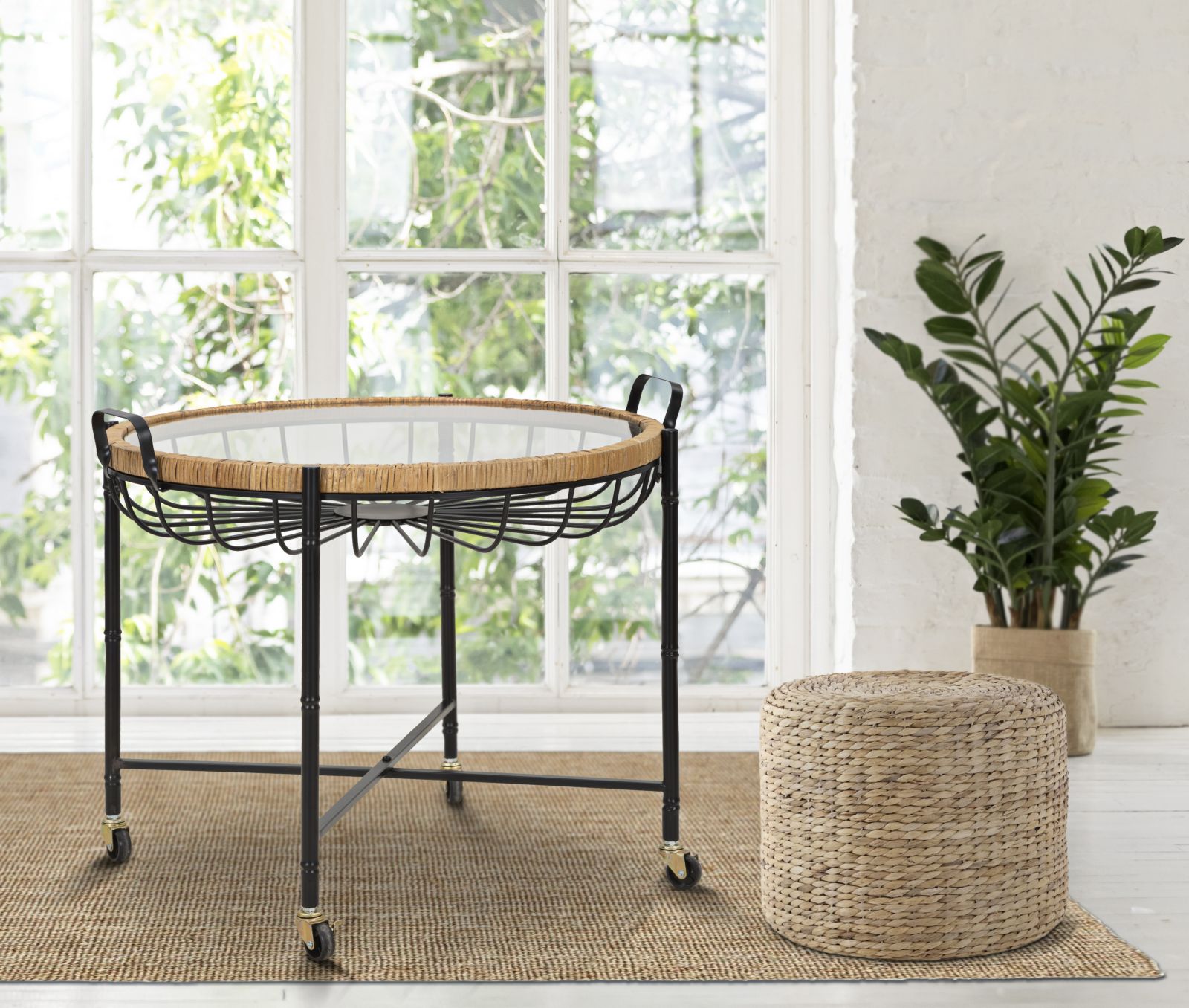 COFFEE TABLE CEBU WITH GLASS AND WELLS CM 70,5X65X57 - slika 7
