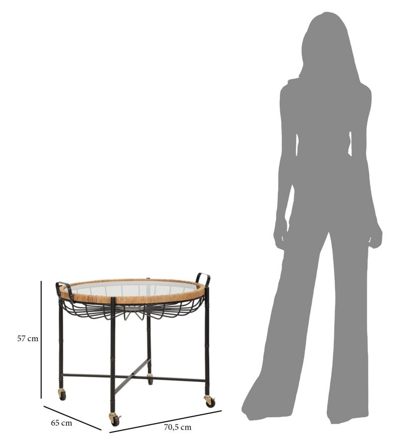 COFFEE TABLE CEBU WITH GLASS AND WELLS CM 70,5X65X57 - slika 8