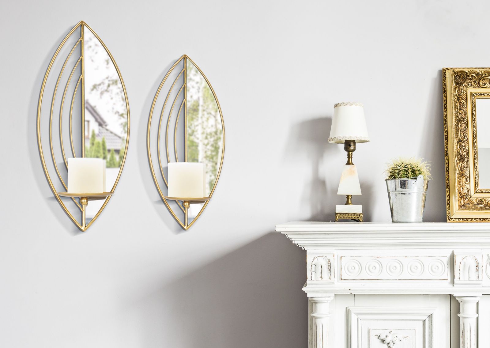 WALL LEAF CANDLE HOLDER SET 2 PCS CM 18X13X41-15X13X35 - slika 5